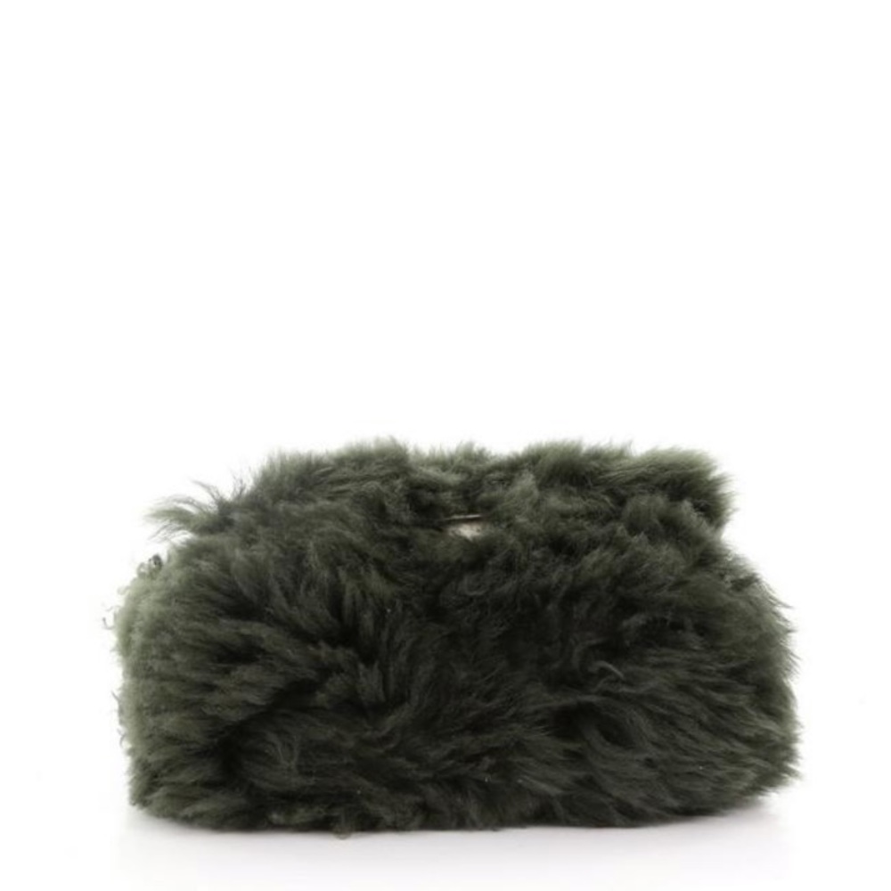 Flap Chain Small Green Shearling Wool Shoulder Bag - Picture 5 of 7